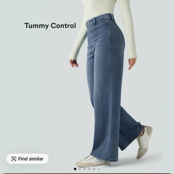 Halara denim flex Casual Wide-Leg with tummy control pats - Picture 1 of 4